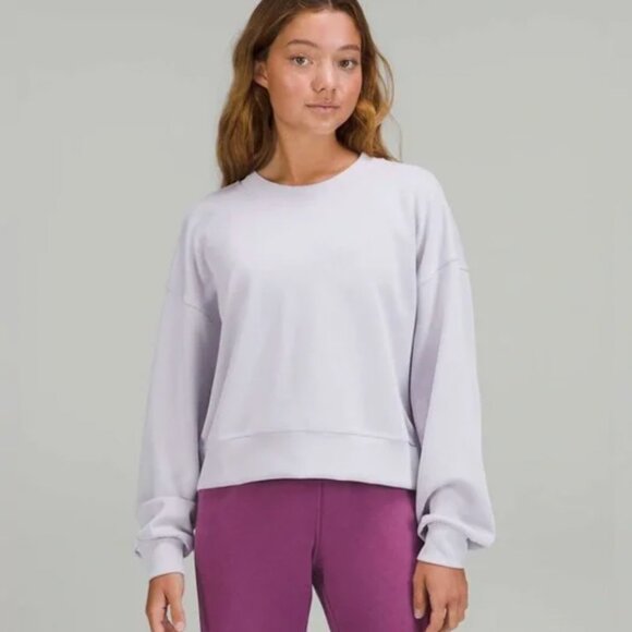 Lululemon Softstreme Perfectly Oversized Cropped Crew Faint Lavender Size 2 - Picture 1 of 10